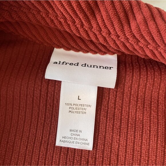 Alfred Dunner L Ribbed Super Soft Red Orange Button Up Shirt Jacket Shacket - Picture 8 of 9